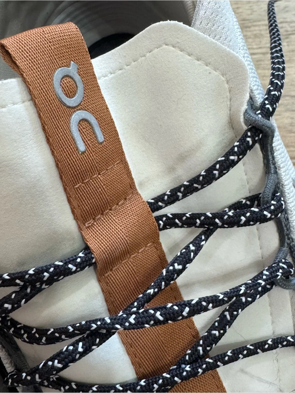 On Running Men's White and Brown Sneakers with Black Sole
